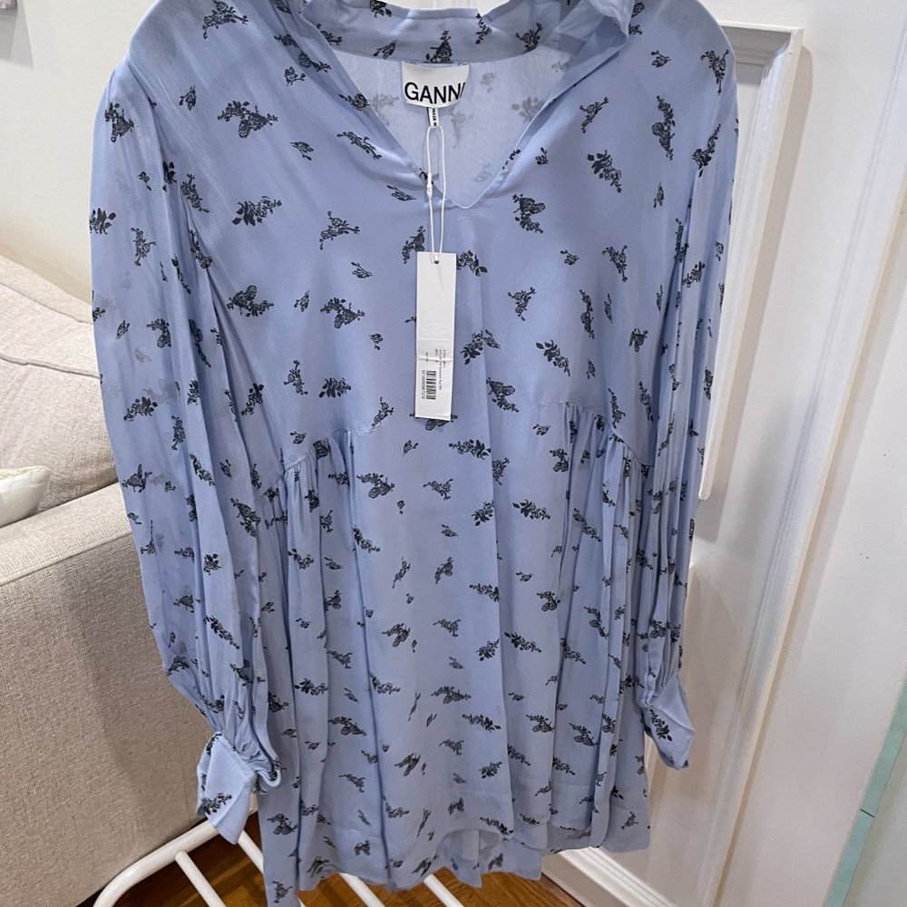 GANNI Blue Floral Dress (Retail: $380)